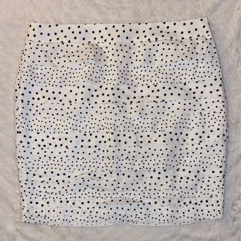 White House Black Market Black and White Polka Dot Multi-Layered Pencil Skirt